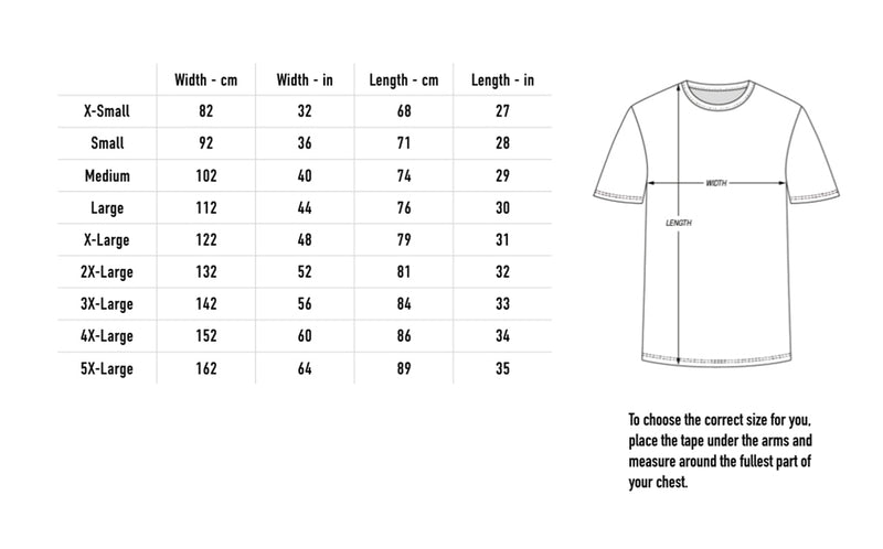 Size chart for Twisted Tee - Black
